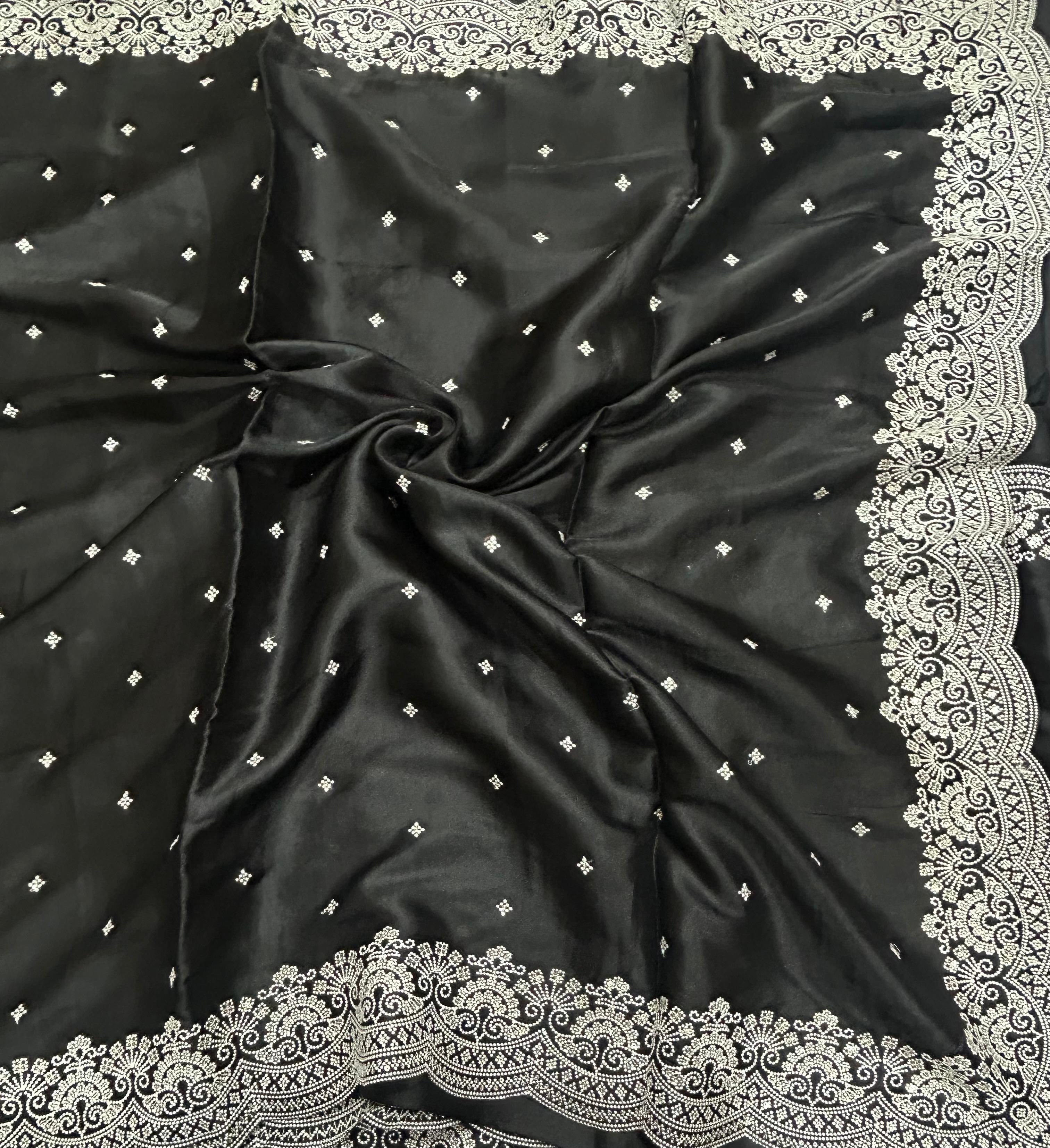Black Embroidery Work Semi Tussar 106 Saree