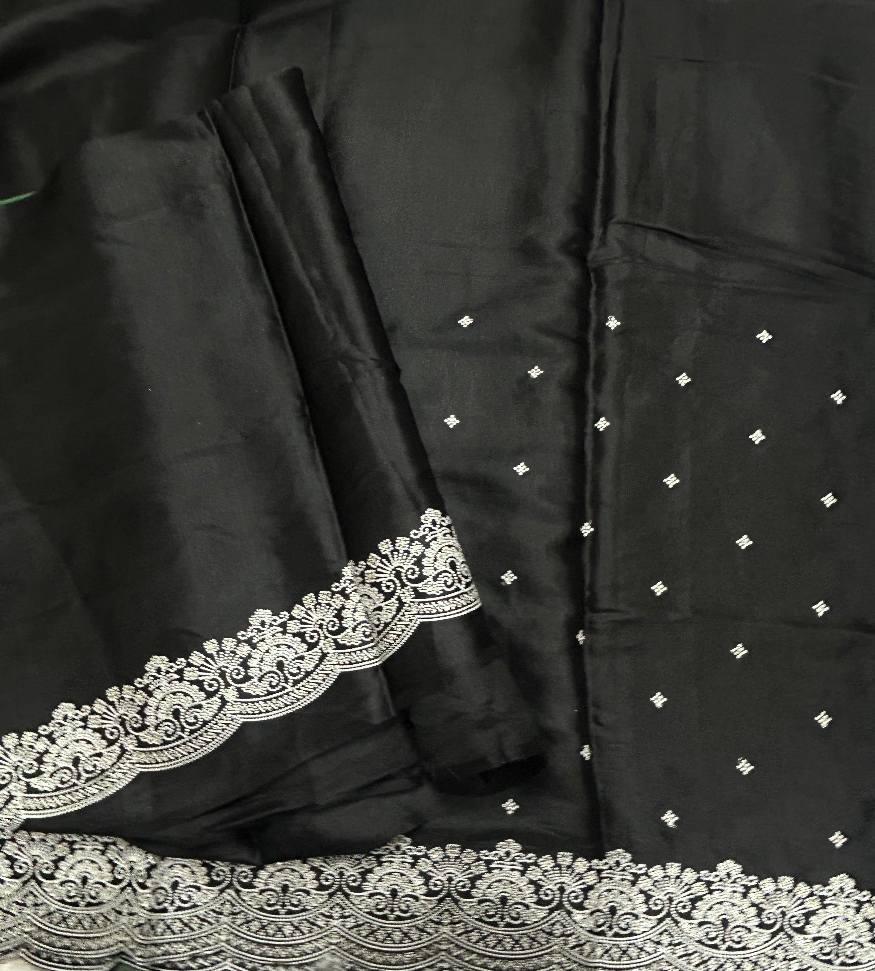 Black Embroidery Work Semi Tussar 106 Saree