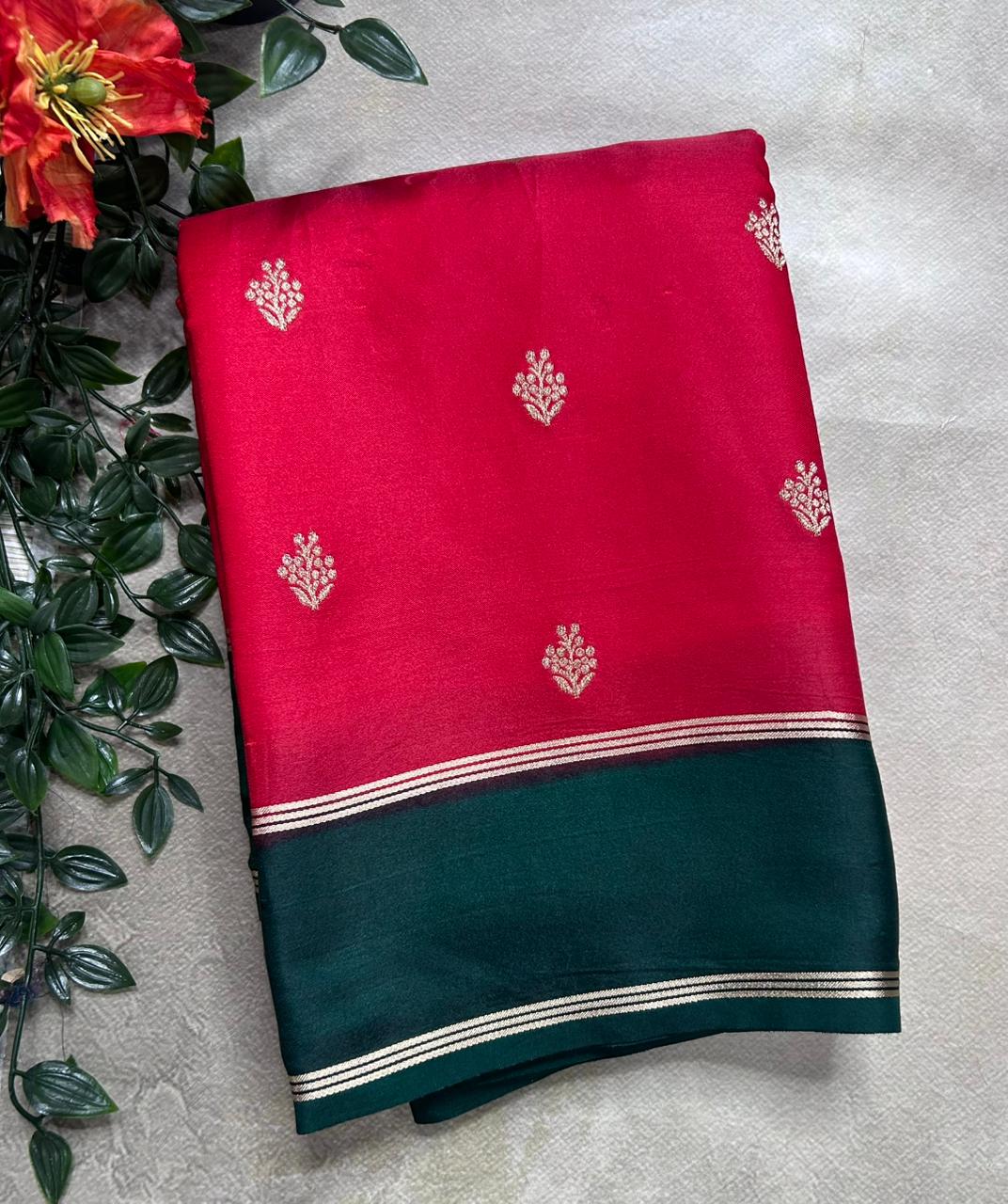 Red Semi Silk Saree 106