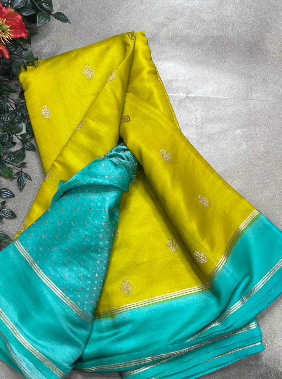 Lemon Yellow Semi Silk Saree 106