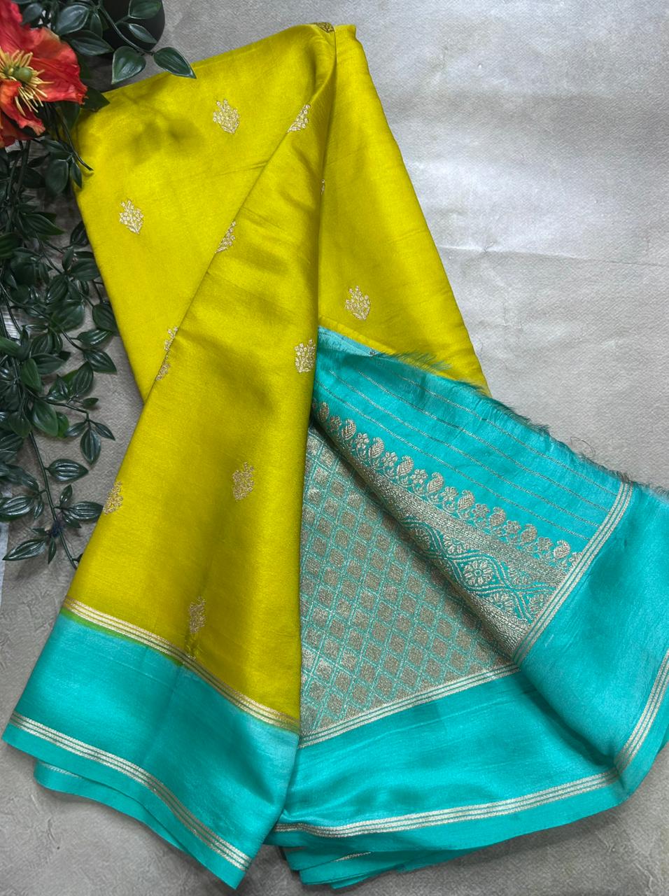 Lemon Yellow Semi Silk Saree 106