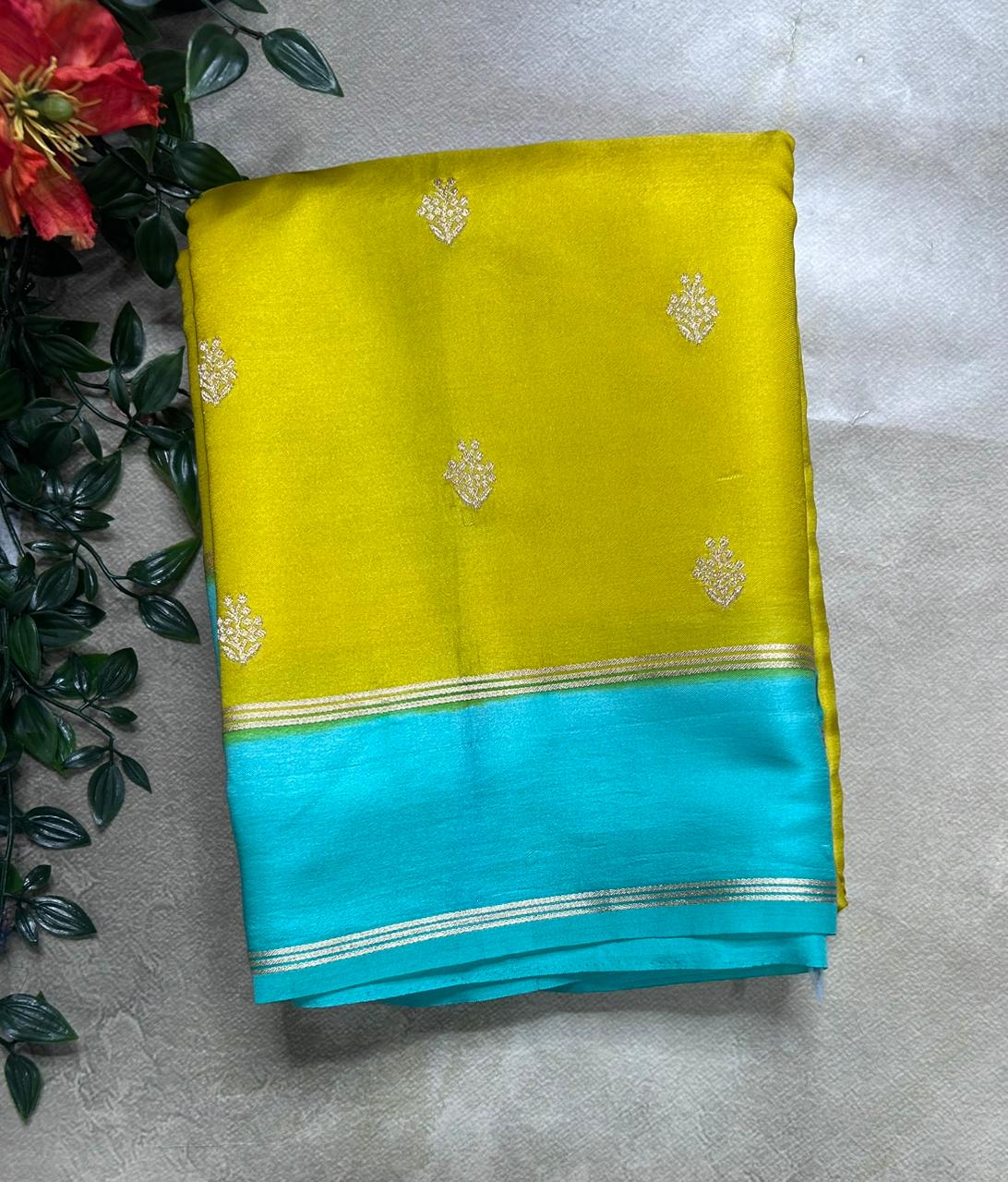 Lemon Yellow Semi Silk Saree 106
