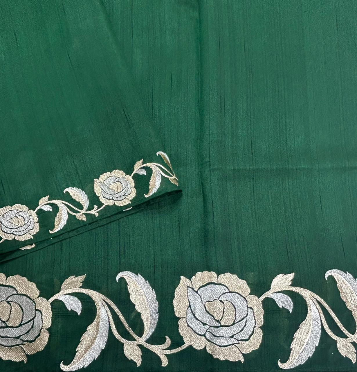 Dark Green Semi Tussar 106 Saree
