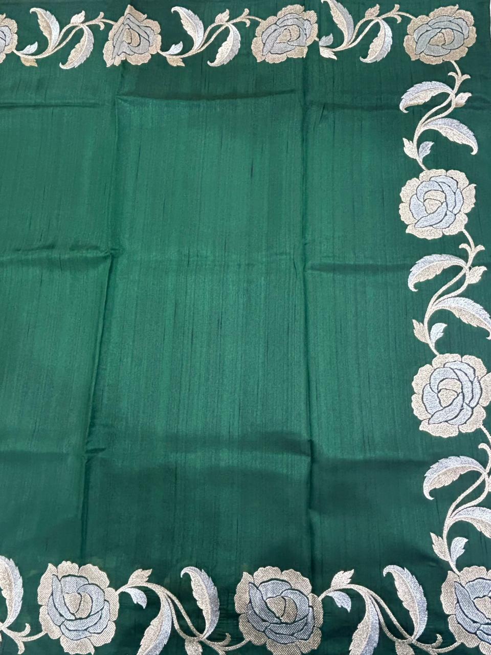 Dark Green Semi Tussar 106 Saree