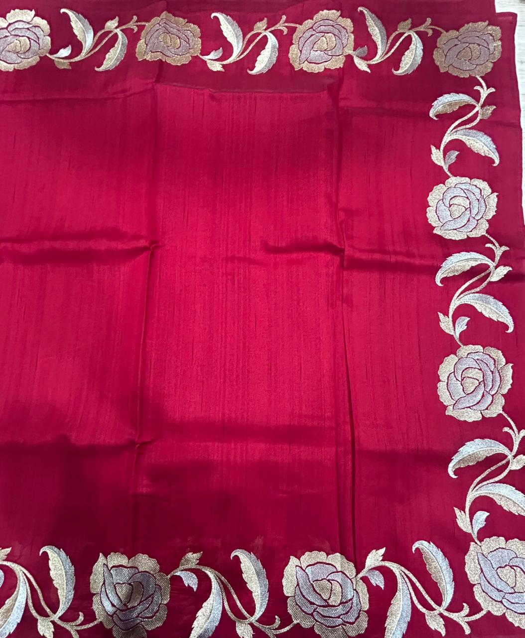 Red Semi Tussar 106 Saree