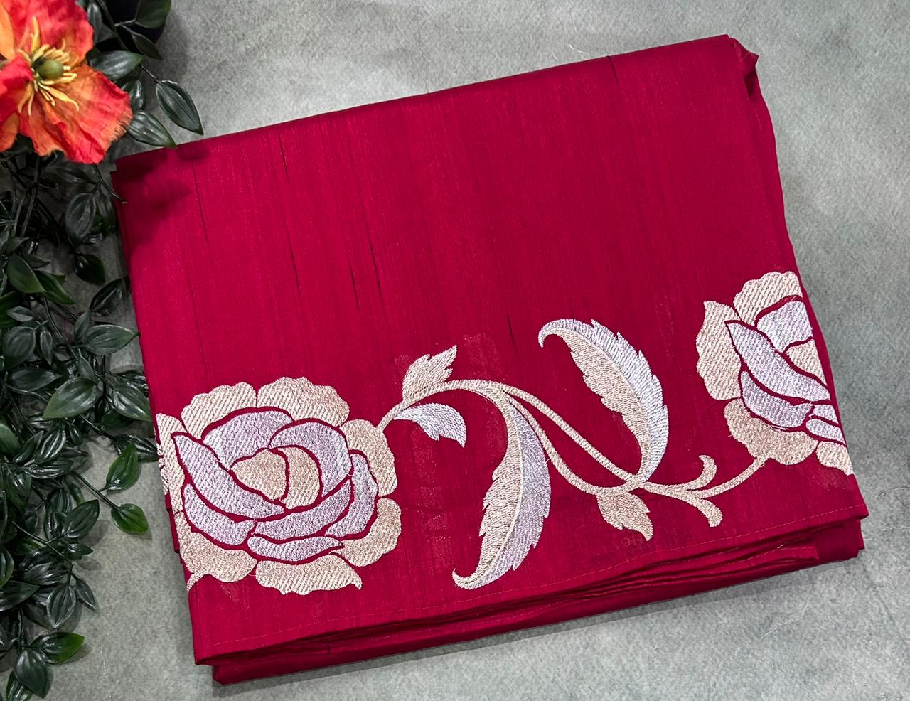 Red Semi Tussar 106 Saree