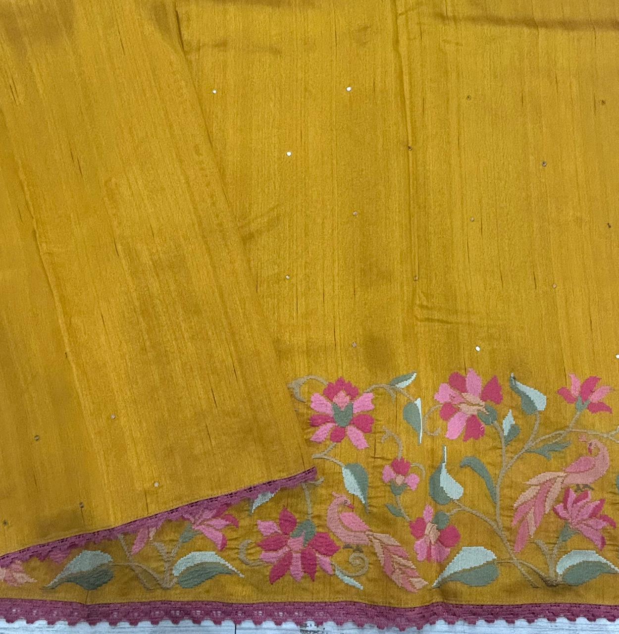 Mustard Semi Tussar 106 Saree