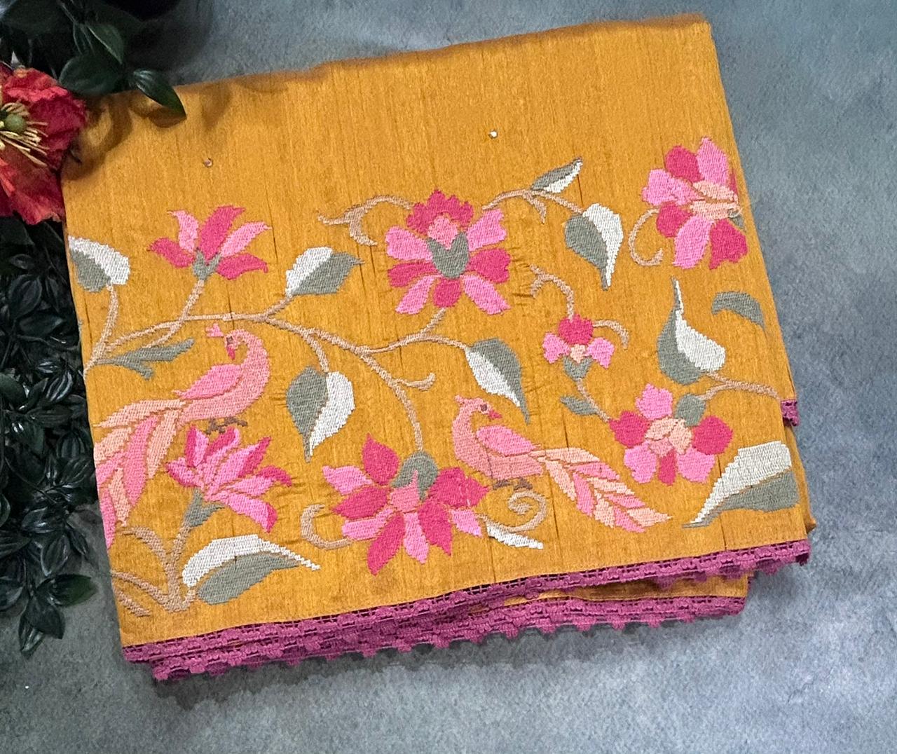 Mustard Semi Tussar 106 Saree