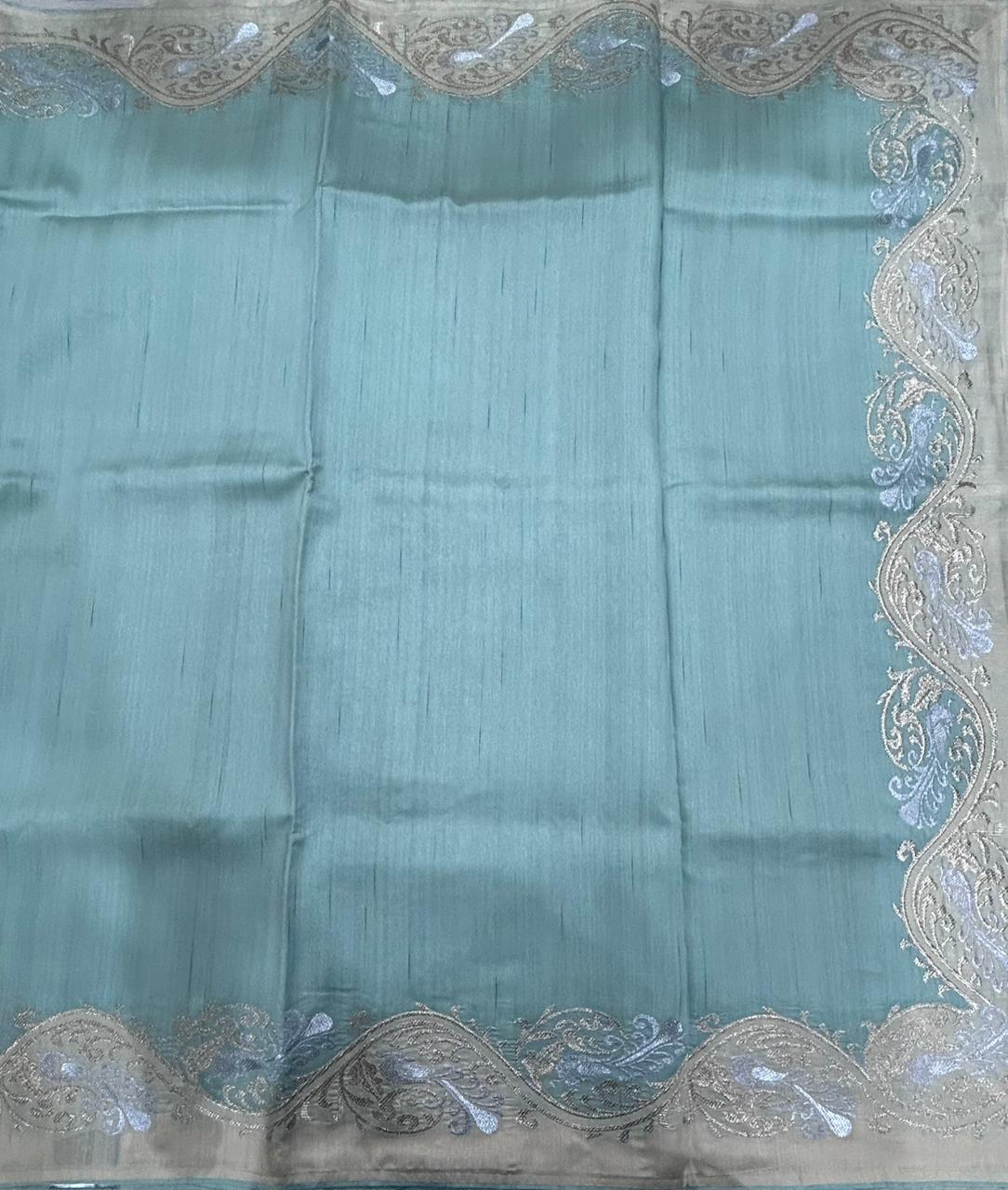 Pastel Green Semi Tussar 106 Saree