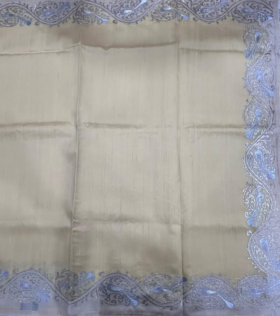 Light Yellow Semi Tussar 106 Saree