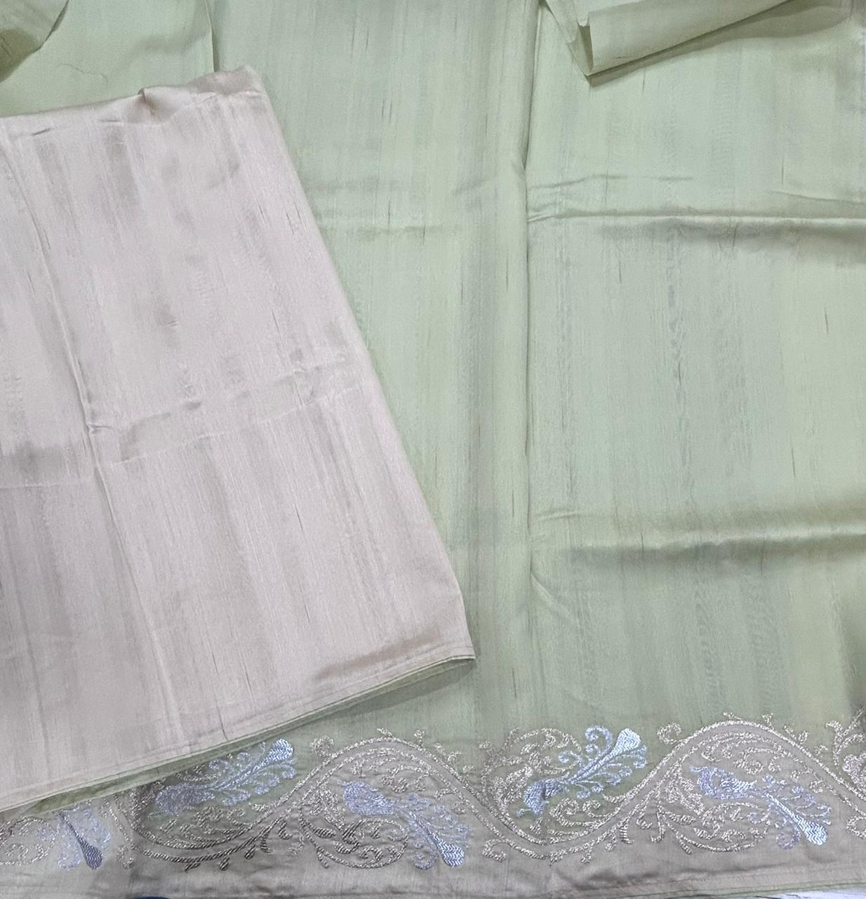Pista Green Semi Tussar 106 Saree