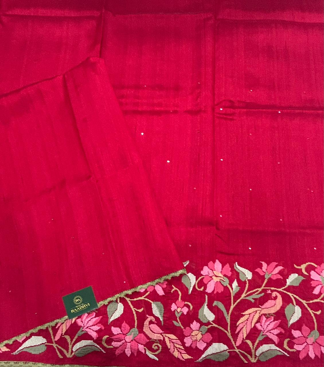 Red Semi Tussar 106 Saree
