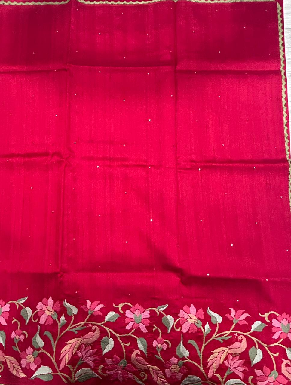 Red Semi Tussar 106 Saree