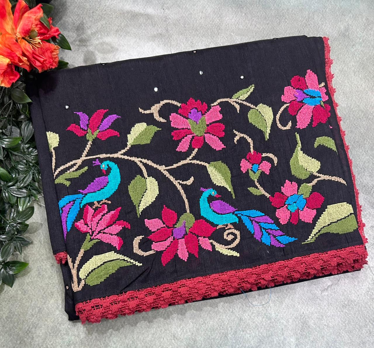 Black Semi Tussar 106 Saree