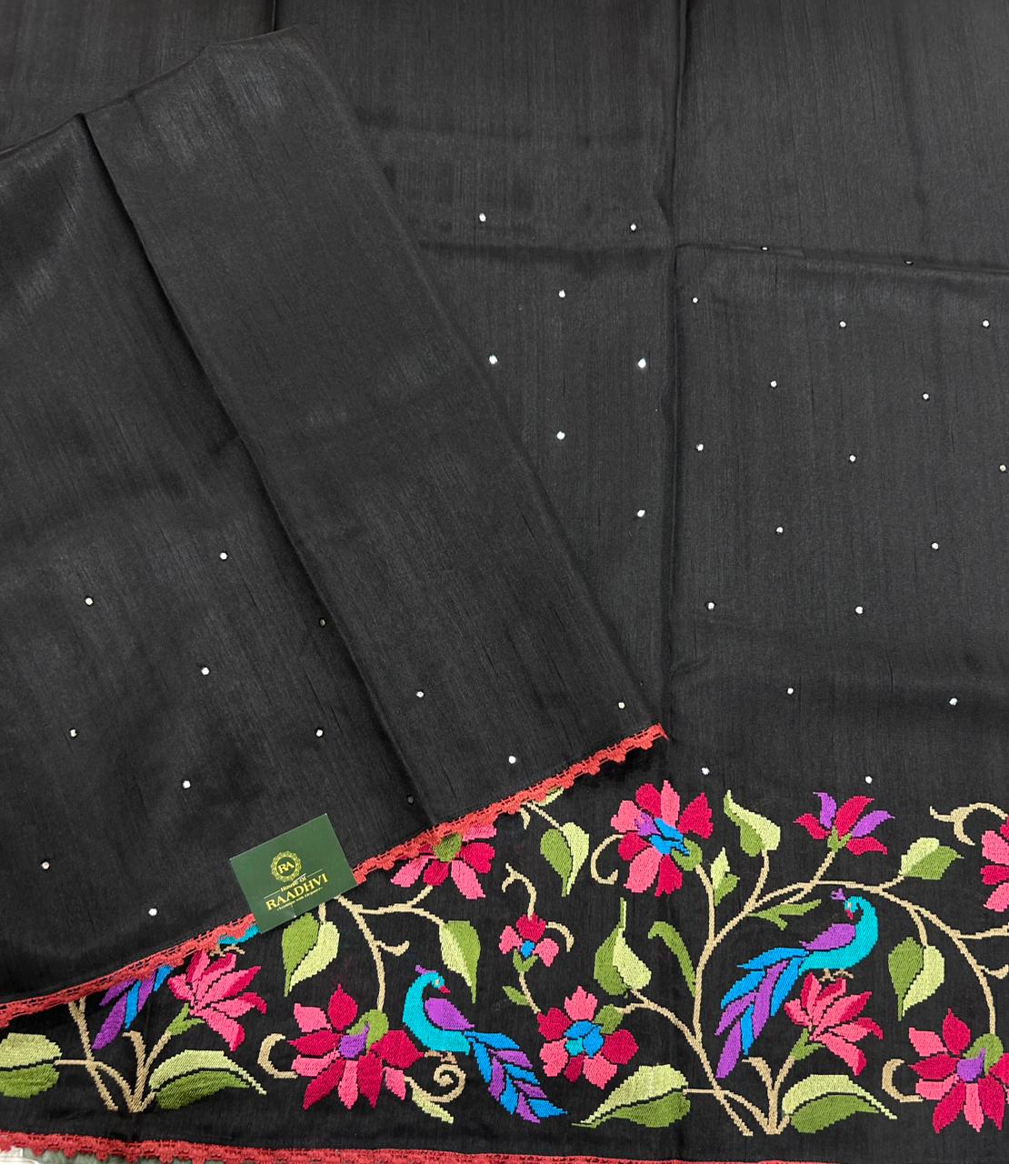 Black Semi Tussar 106 Saree