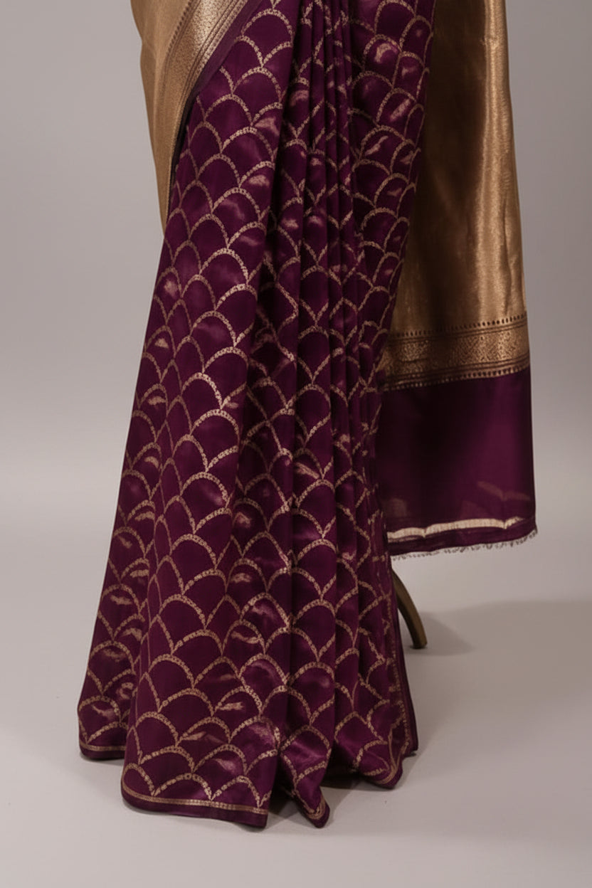 Wine (Half Saree) Tissue Banarasi Brocade Saree 106