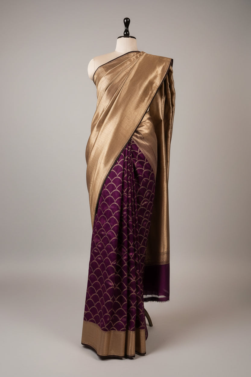 Wine (Half Saree) Tissue Banarasi Brocade Saree 106