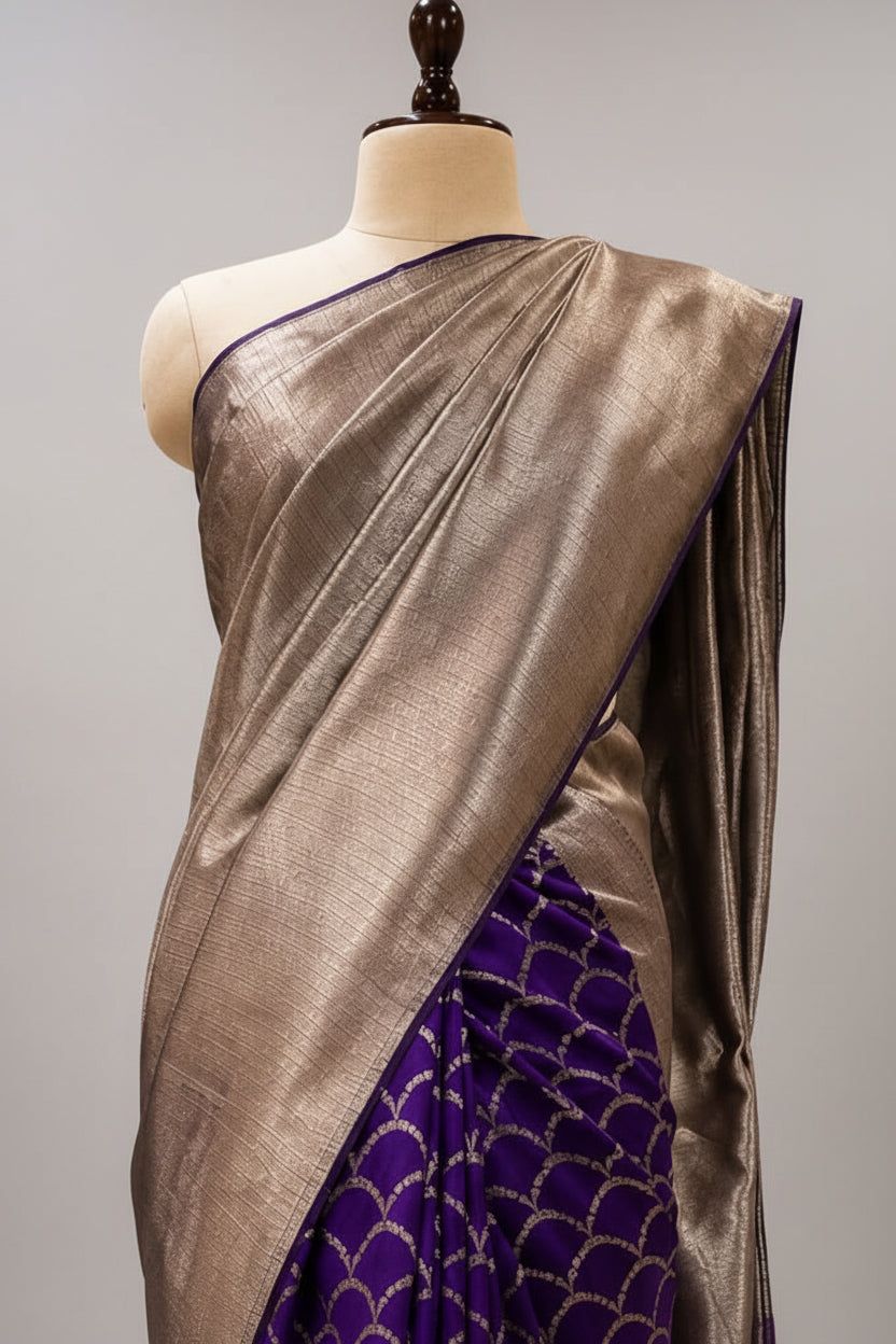 Purple (Half Saree) Tissue Banarasi Brocade Saree 106