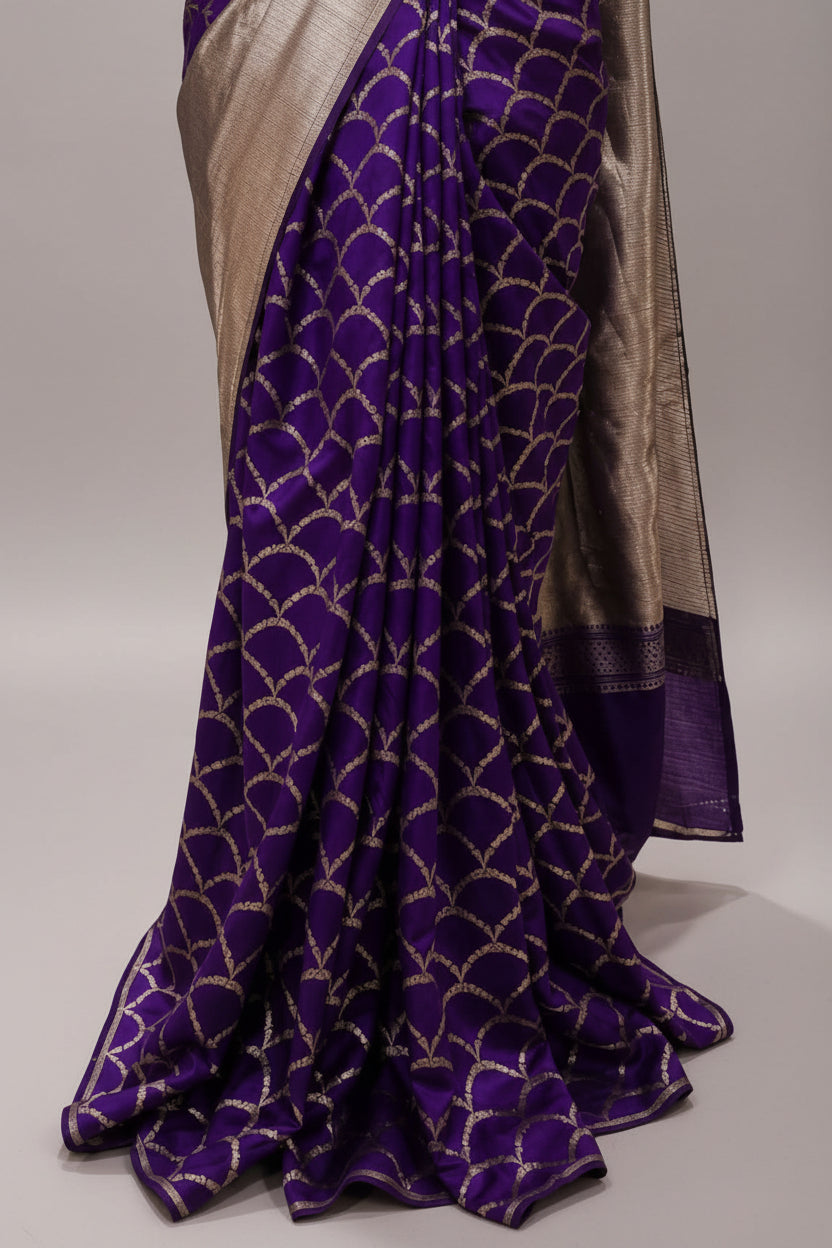 Purple (Half Saree) Tissue Banarasi Brocade Saree 106