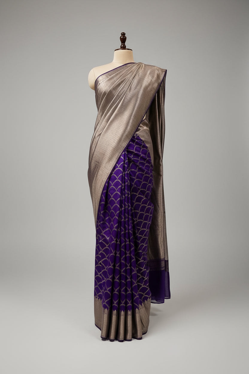 Purple (Half Saree) Tissue Banarasi Brocade Saree 106