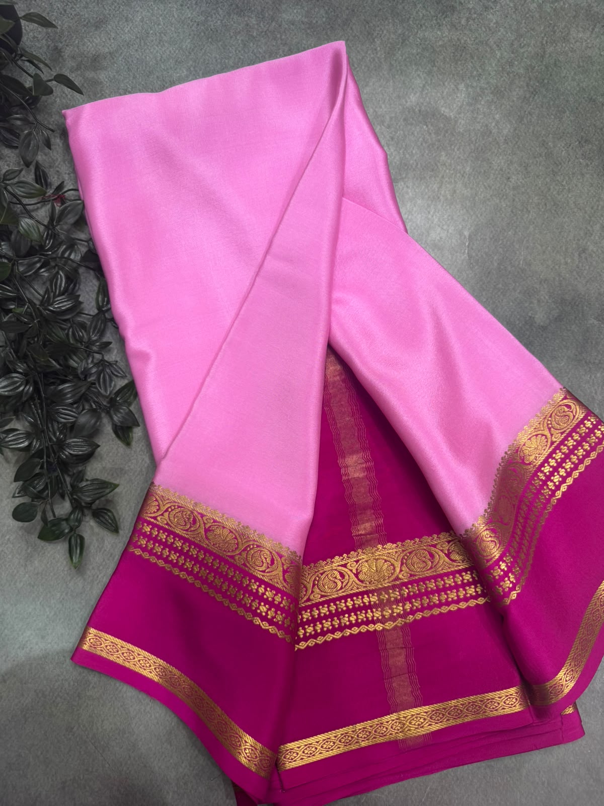 Baby Pink Pure Mysore Silk 106 Saree with Zari Border