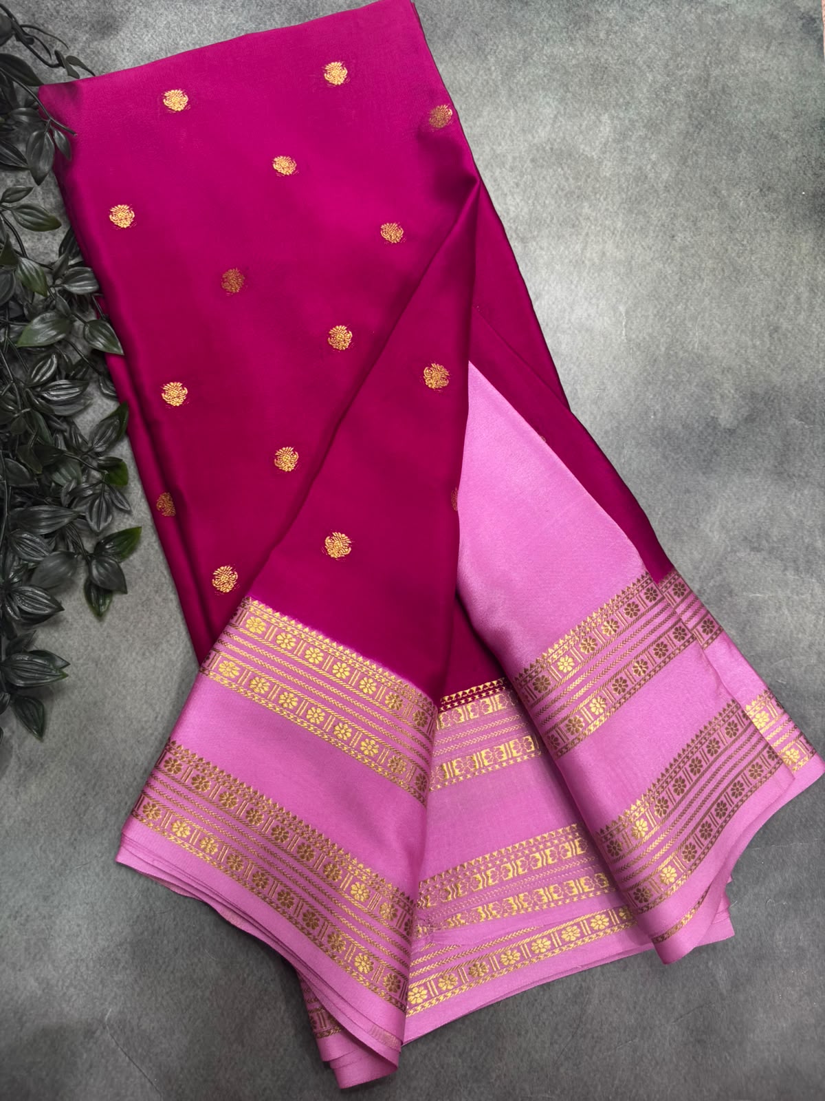 Rani Pink Pure Small Butta Mysore Silk 106 Saree