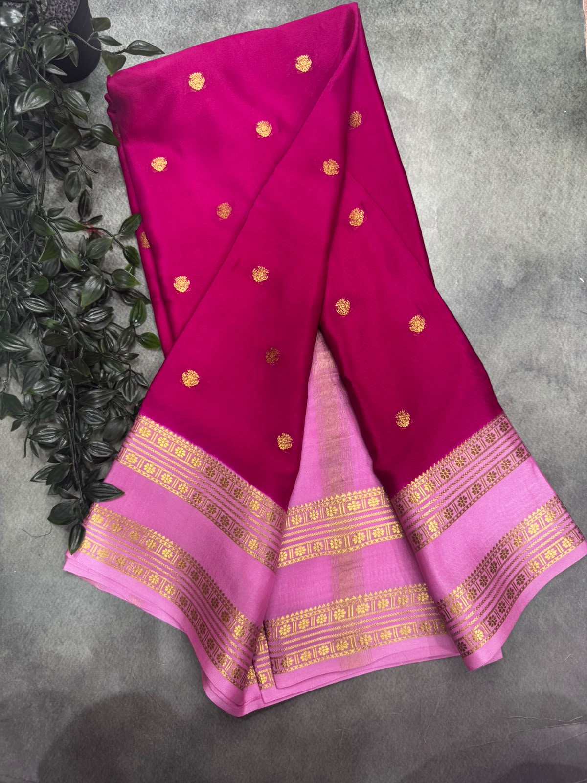 Rani Pink Pure Small Butta Mysore Silk 106 Saree