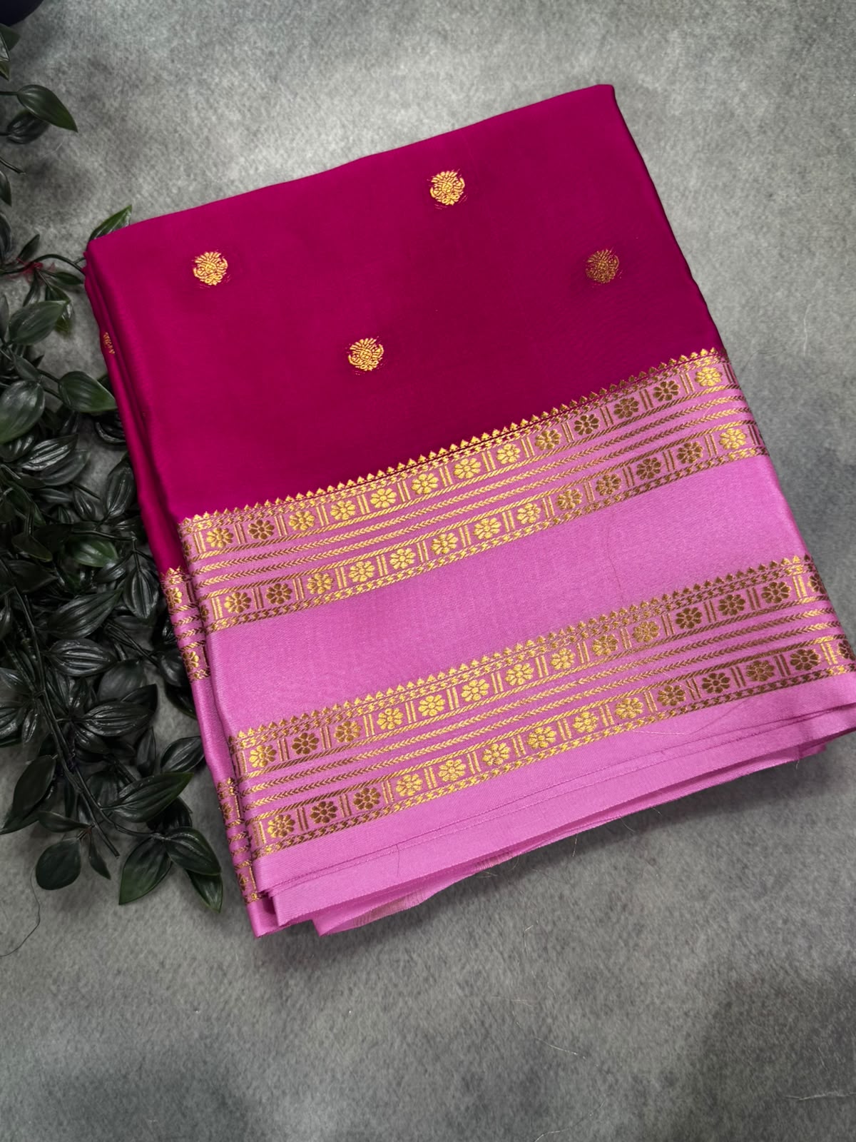 Rani Pink Pure Small Butta Mysore Silk 106 Saree