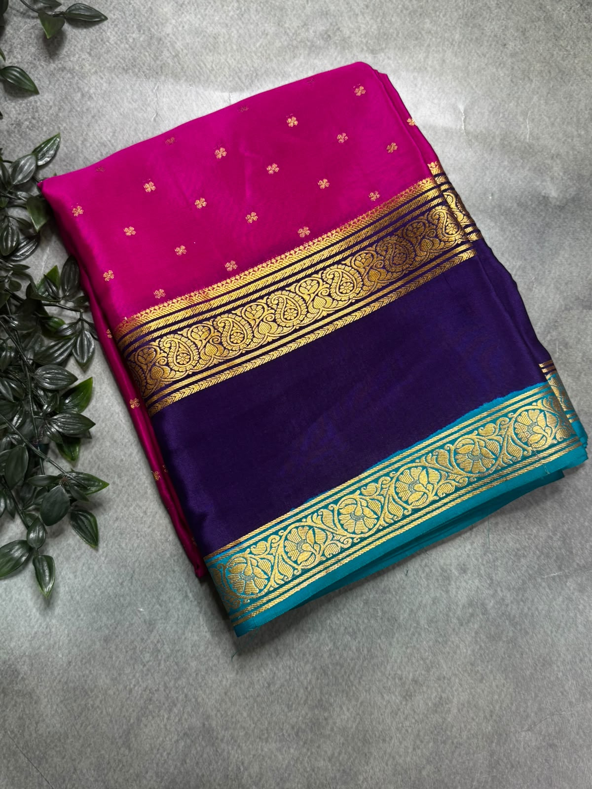 Rani Pink Pure Small Butta Mysore Silk 106 Saree