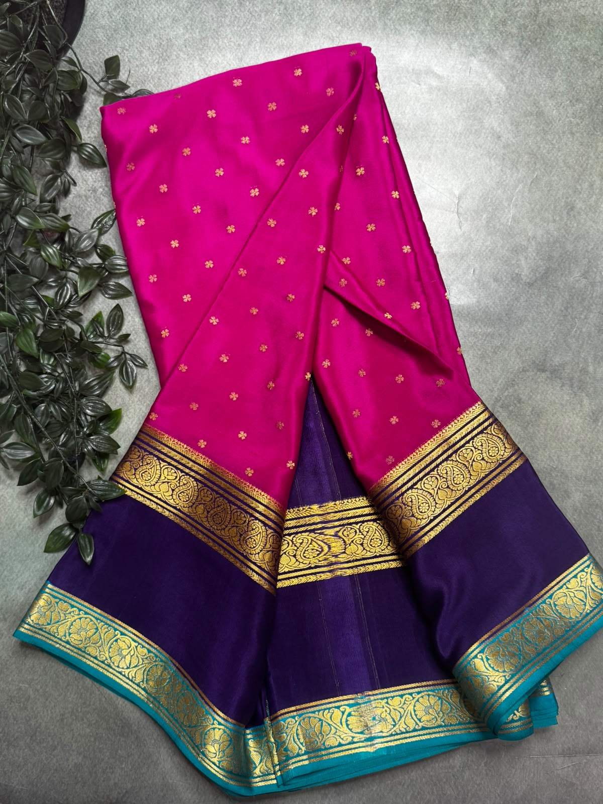 Rani Pink Pure Small Butta Mysore Silk 106 Saree