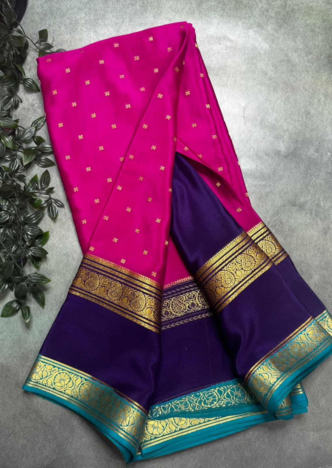 Rani Pink Pure Small Butta Mysore Silk 106 Saree