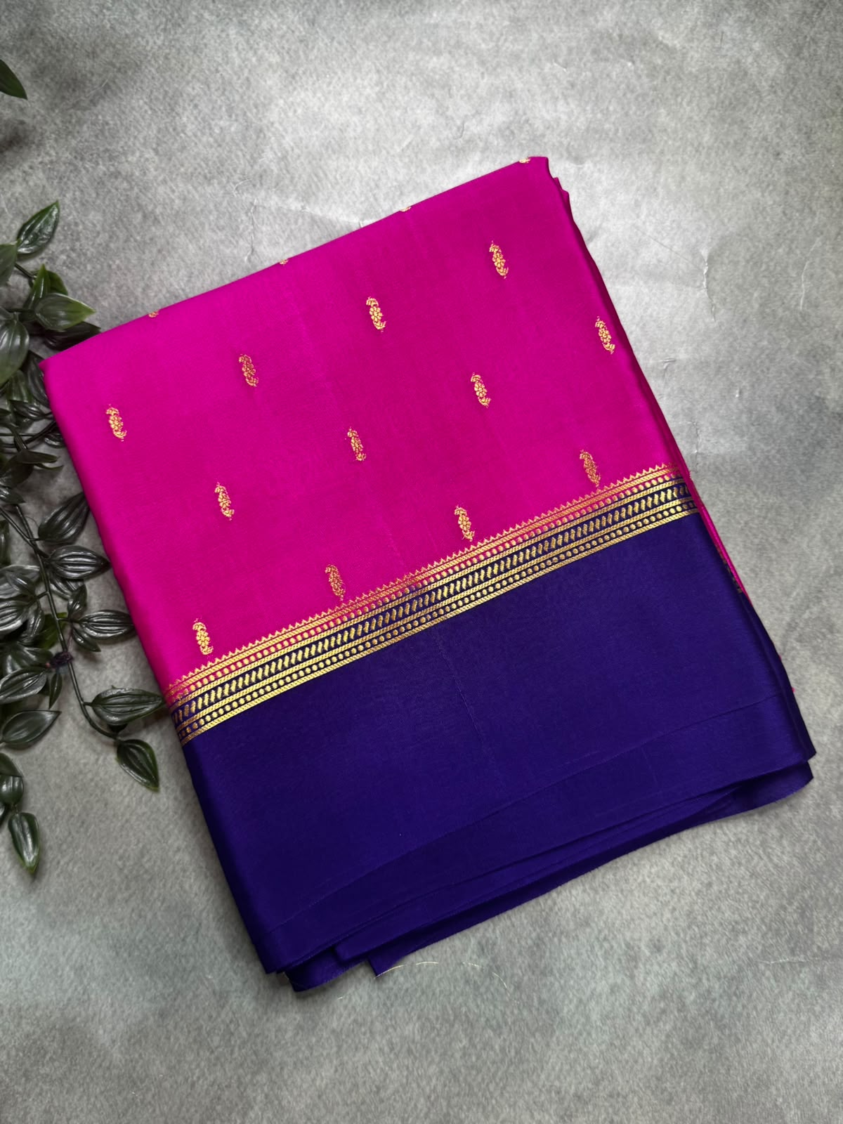 Magenta Pink Small Butta Pure Mysore Silk 106 Saree
