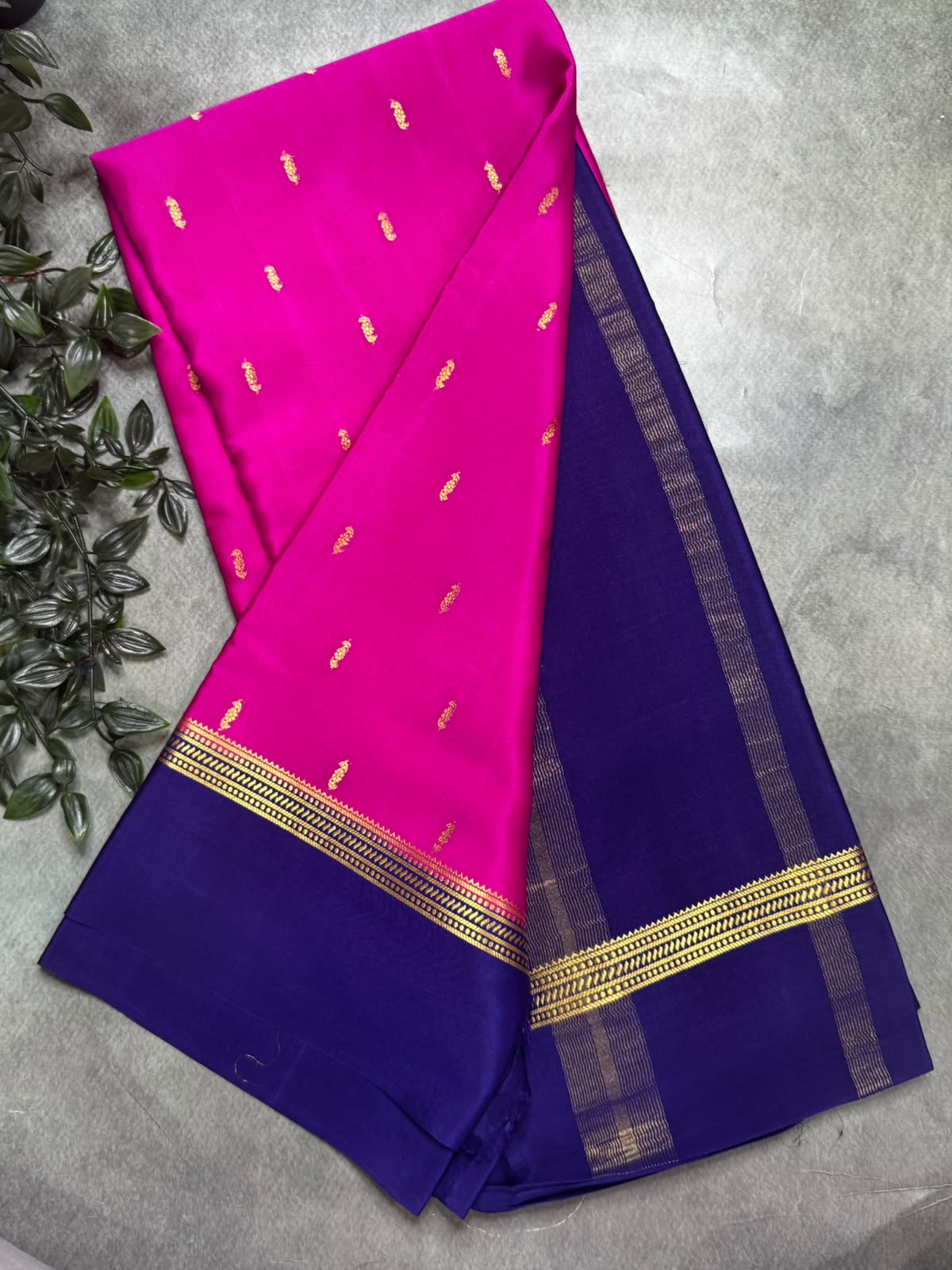Magenta Pink Small Butta Pure Mysore Silk 106 Saree