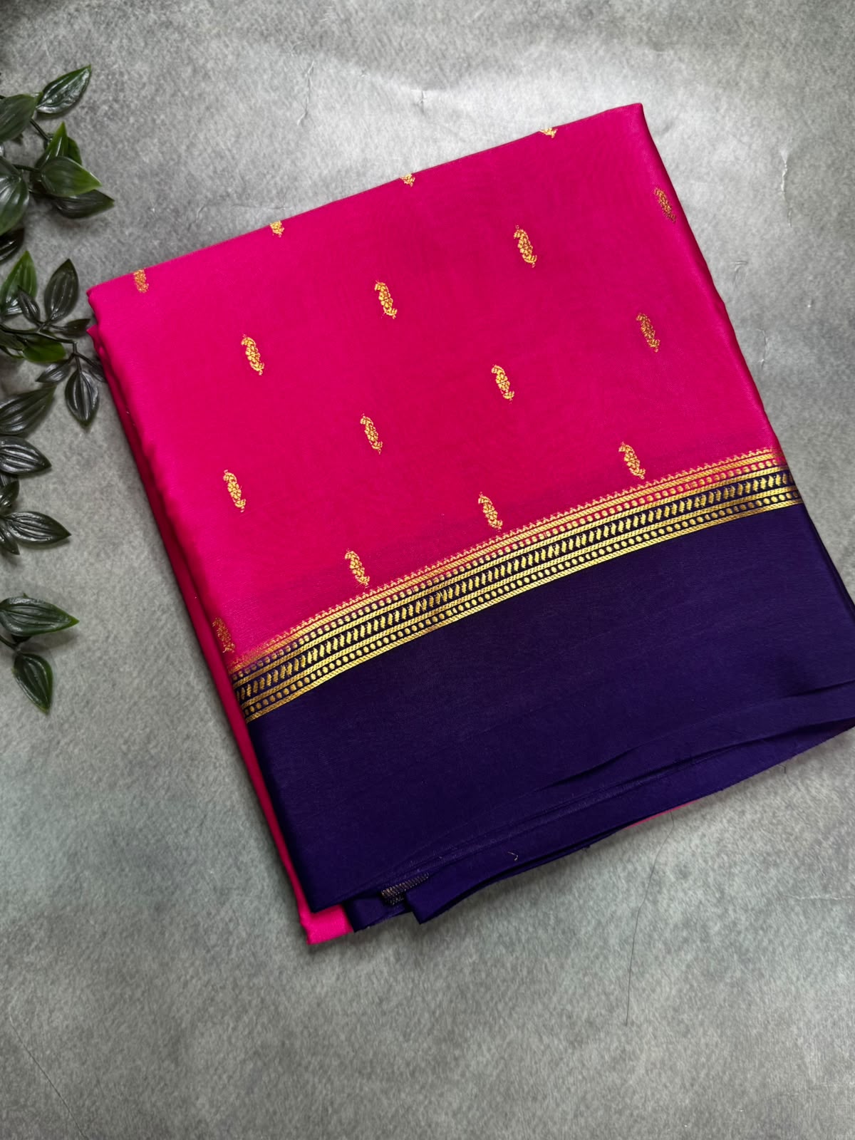 Bright Pink Small Butta Pure Mysore Silk 106 Saree