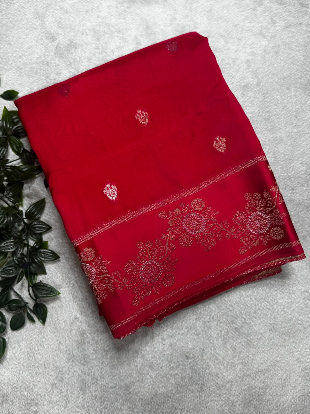 Red Small Butta Tussar Georgette 106 Saree