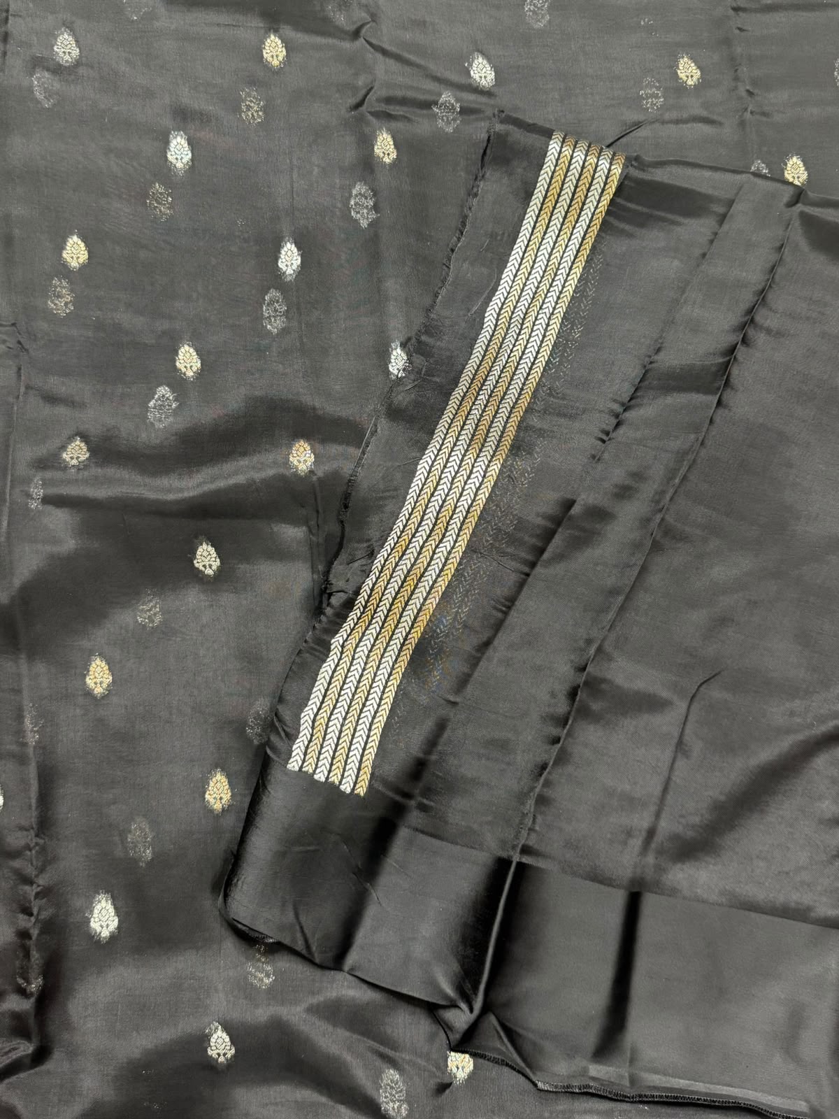 Black Small Butta Tussar Georgette 106 Saree