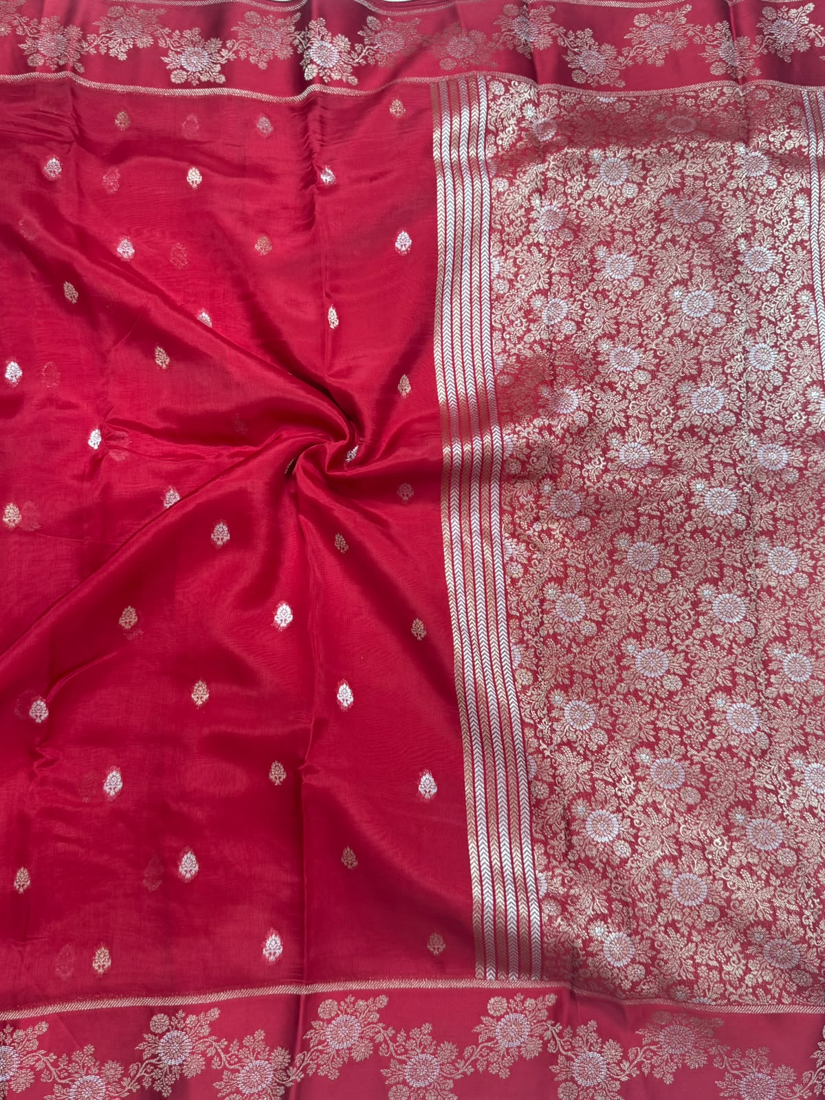 Bright Pink Small Butta Tussar Georgette 106 Saree
