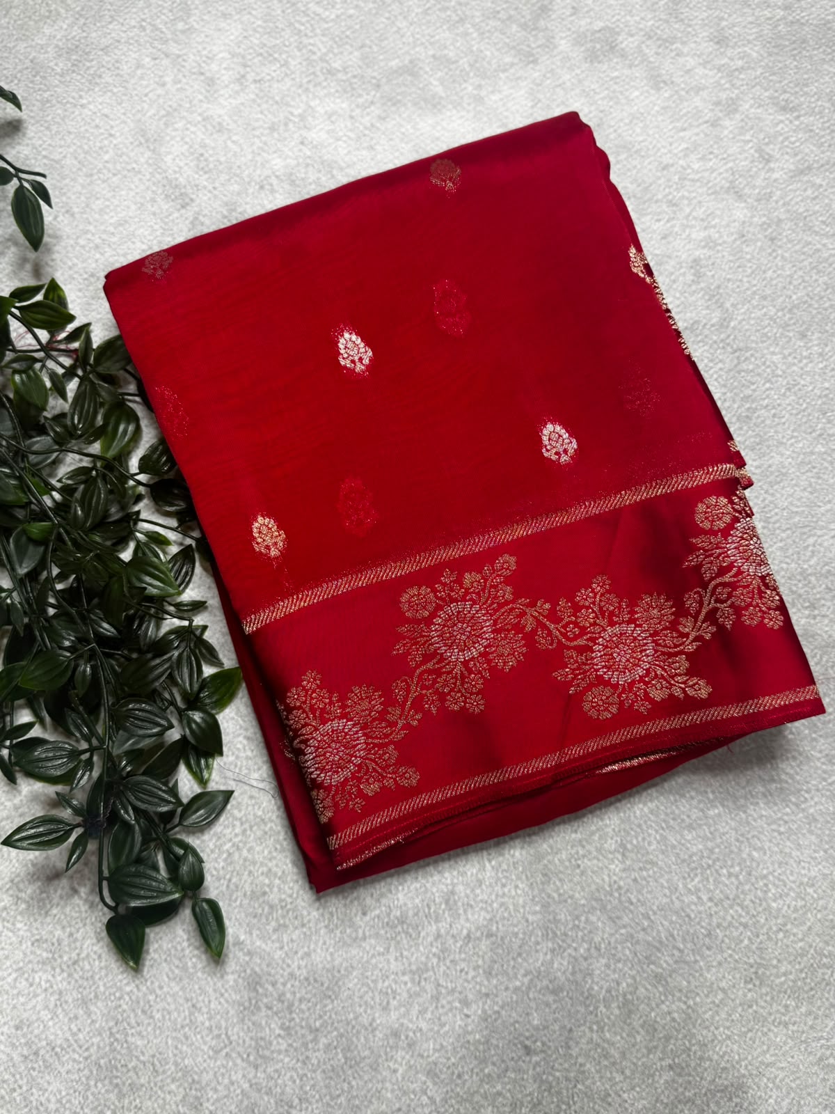 Bright Pink Small Butta Tussar Georgette 106 Saree
