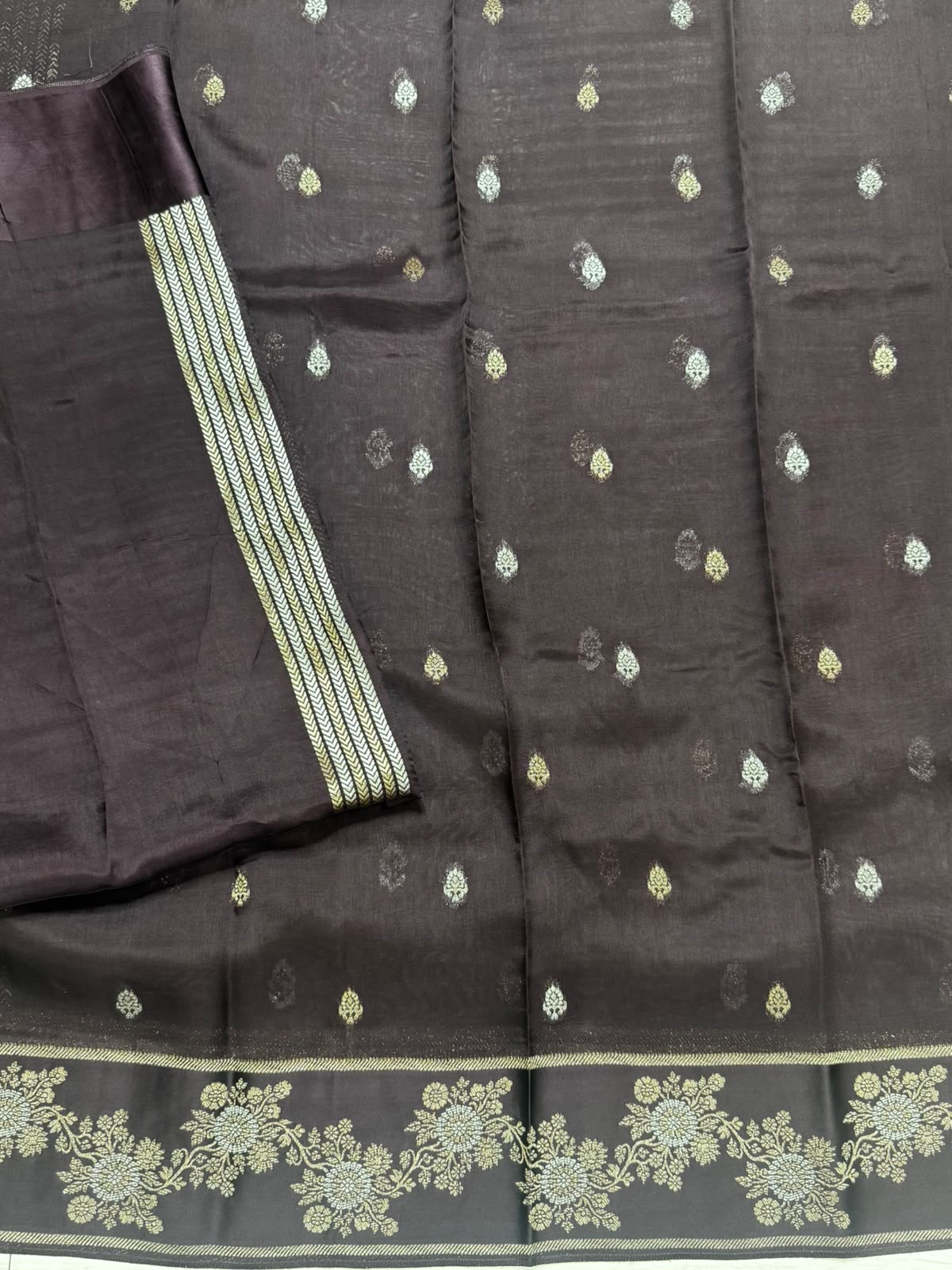 Brown Small Butta Tussar Georgette 106 Saree