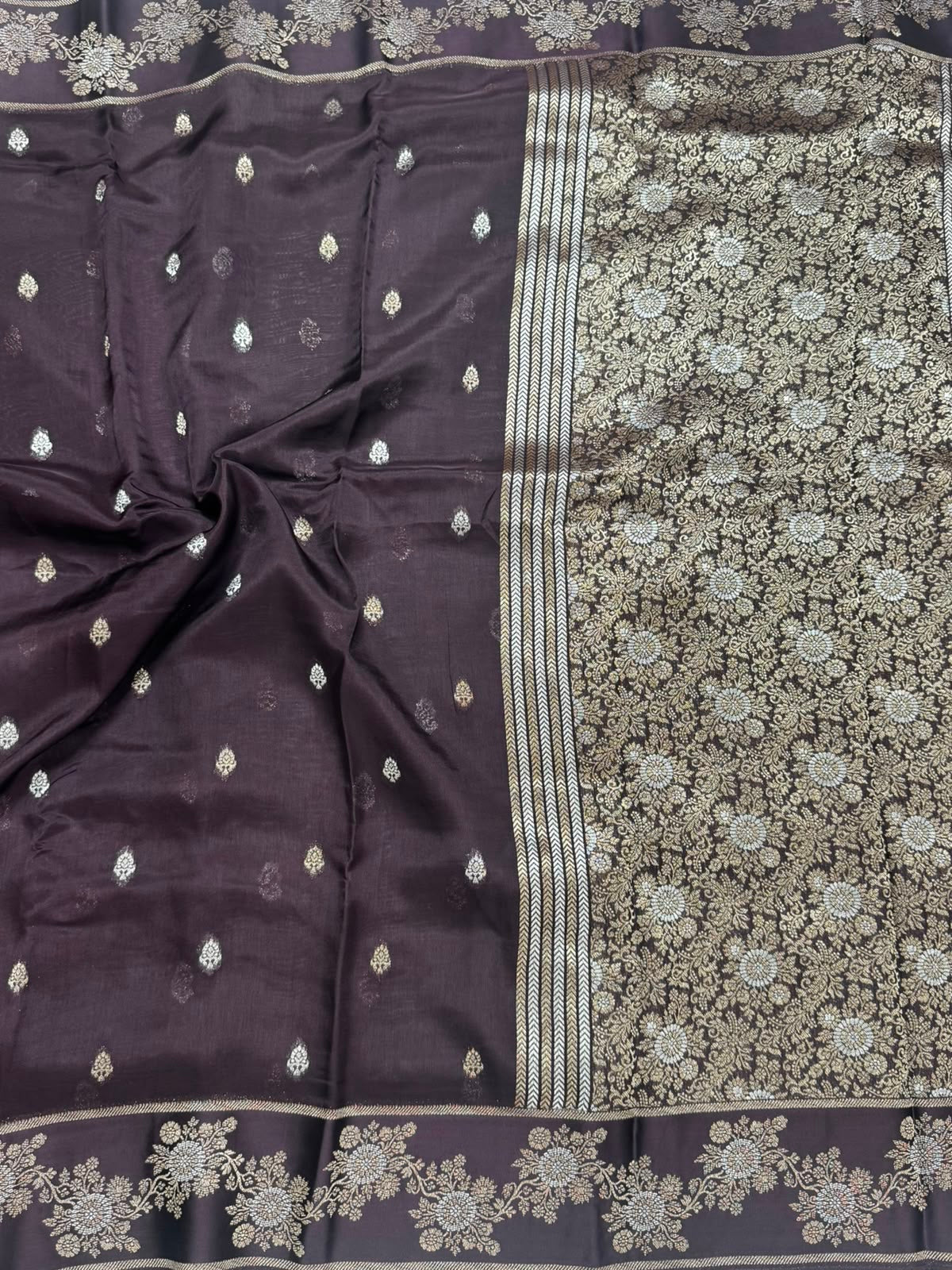 Brown Small Butta Tussar Georgette 106 Saree