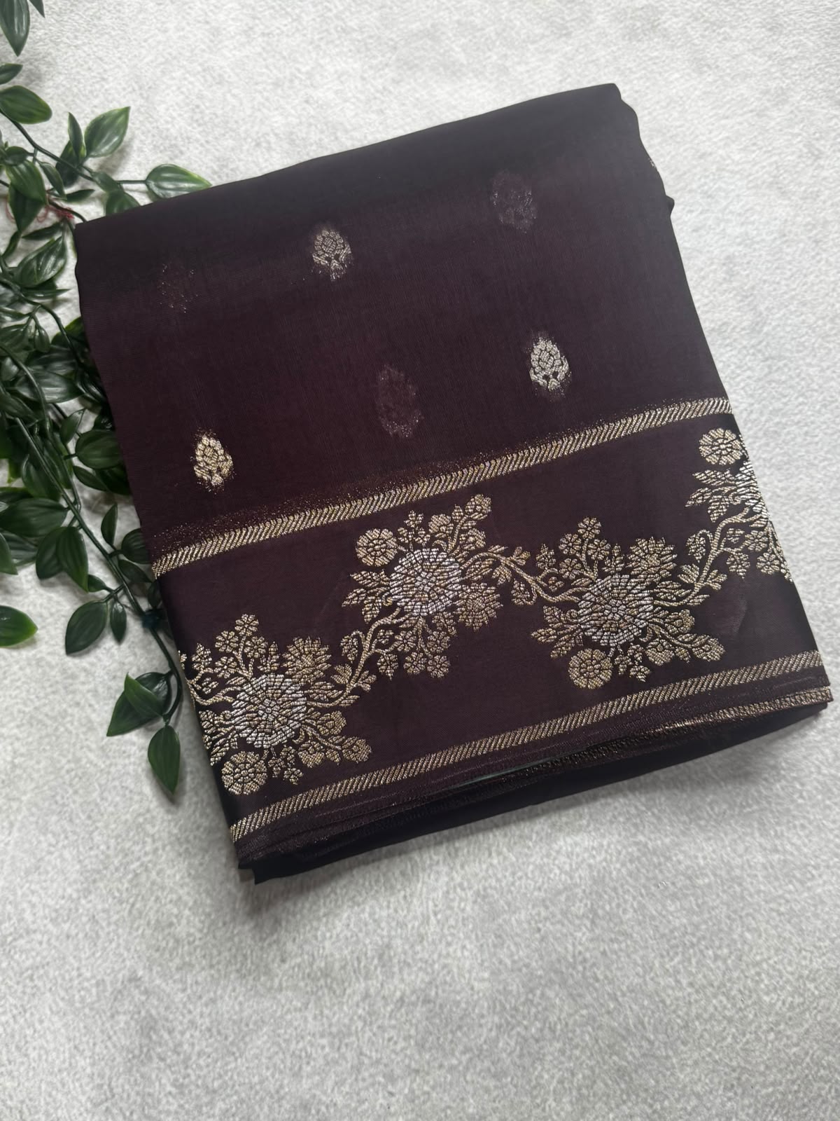 Brown Small Butta Tussar Georgette 106 Saree