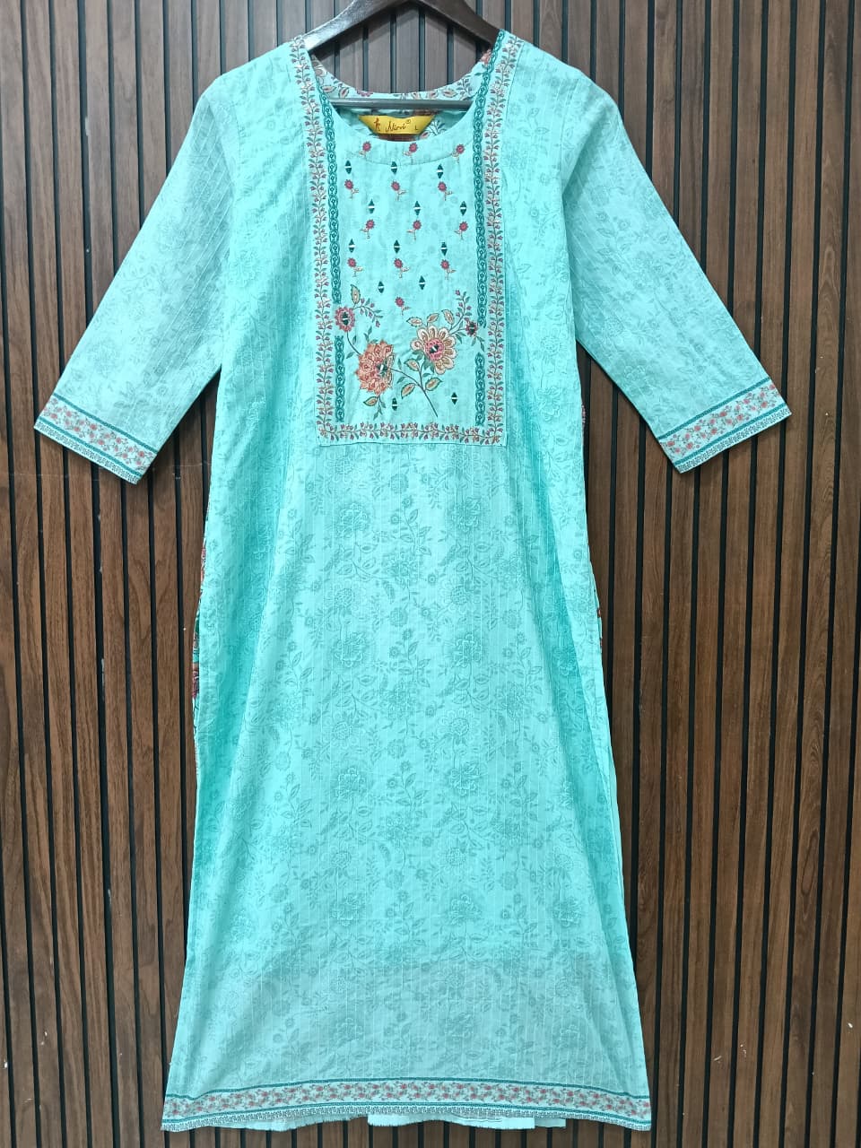 Sky Blue Cotton Straight Fit  Kurtha 643
