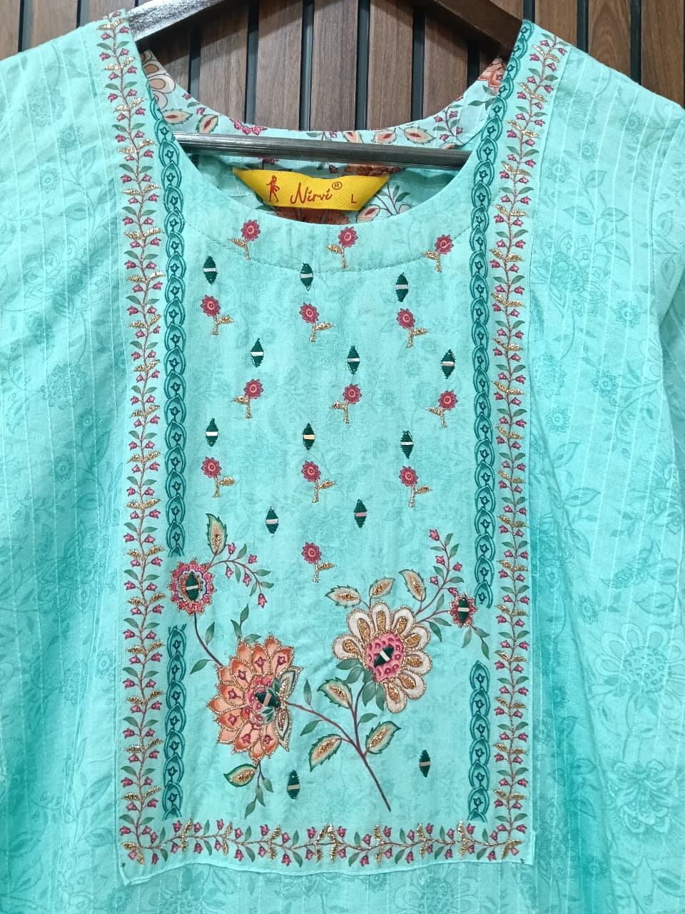 Sky Blue Cotton Straight Fit  Kurtha 643