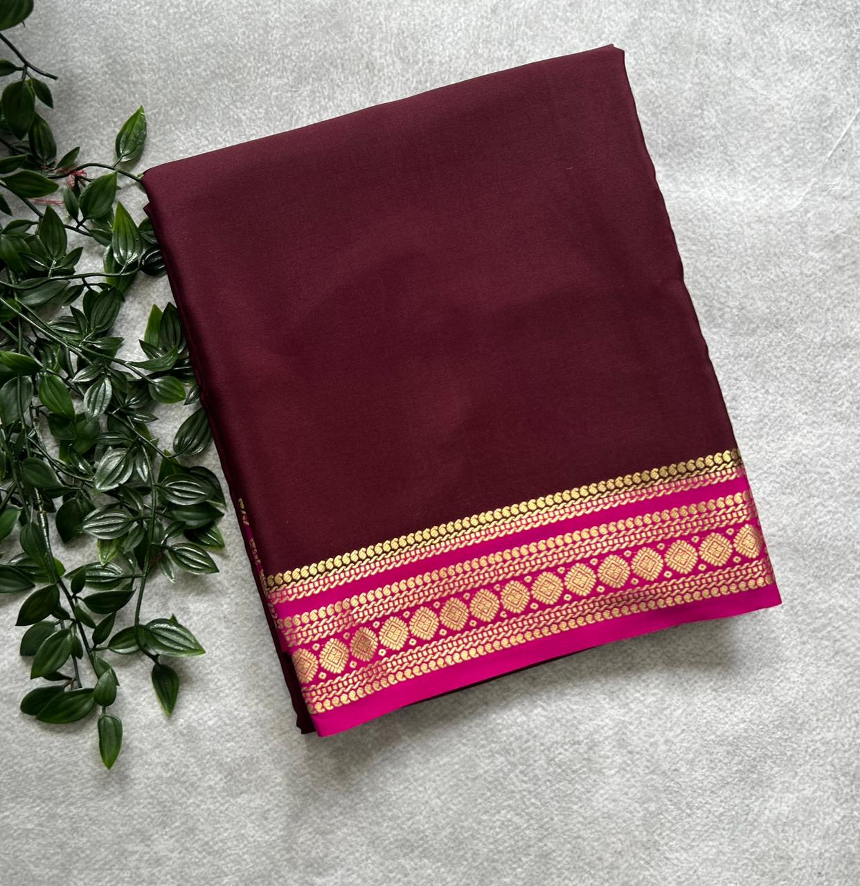 Brown Pure Mysore Crepe Silk Saree 106