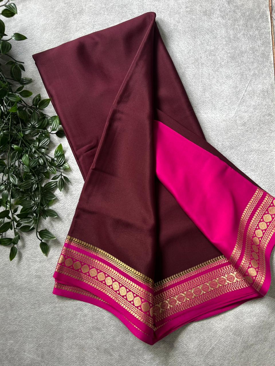Brown Pure Mysore Crepe Silk Saree 106