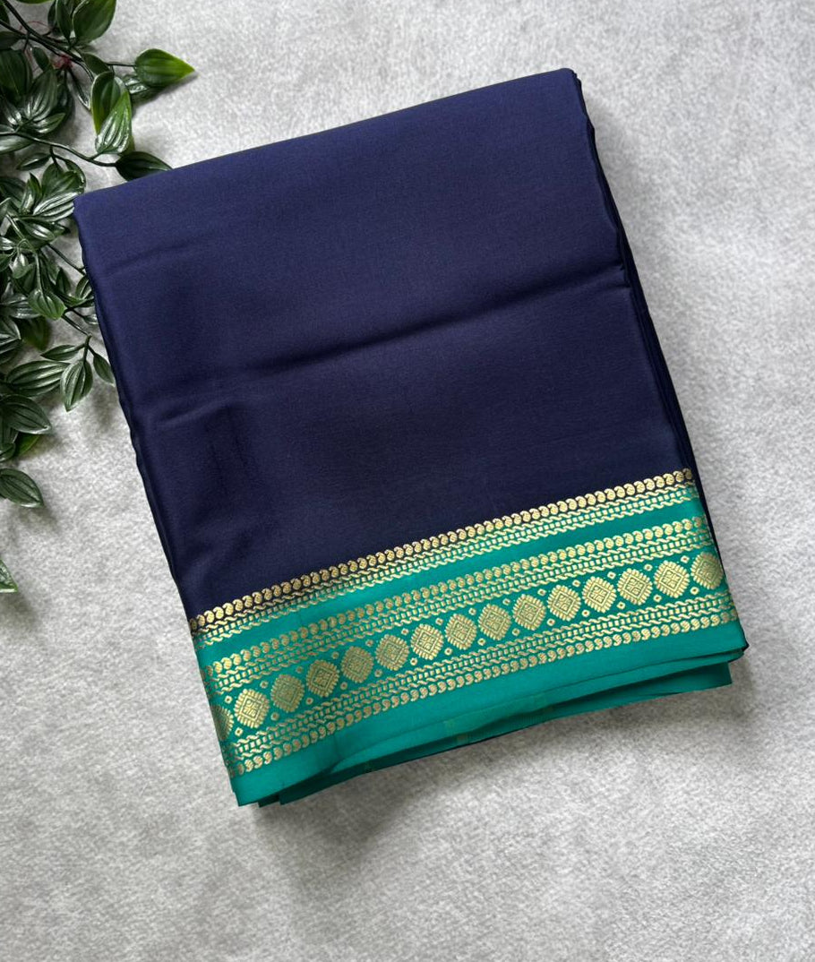 Navy Blue Pure Mysore Crepe Silk Saree 106