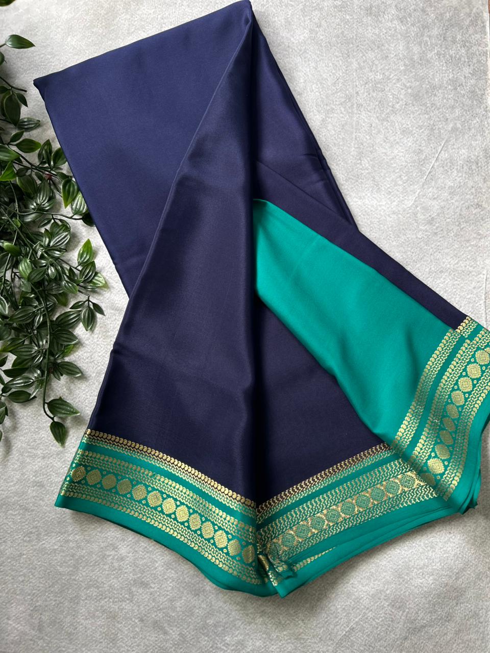 Navy Blue Pure Mysore Crepe Silk Saree 106