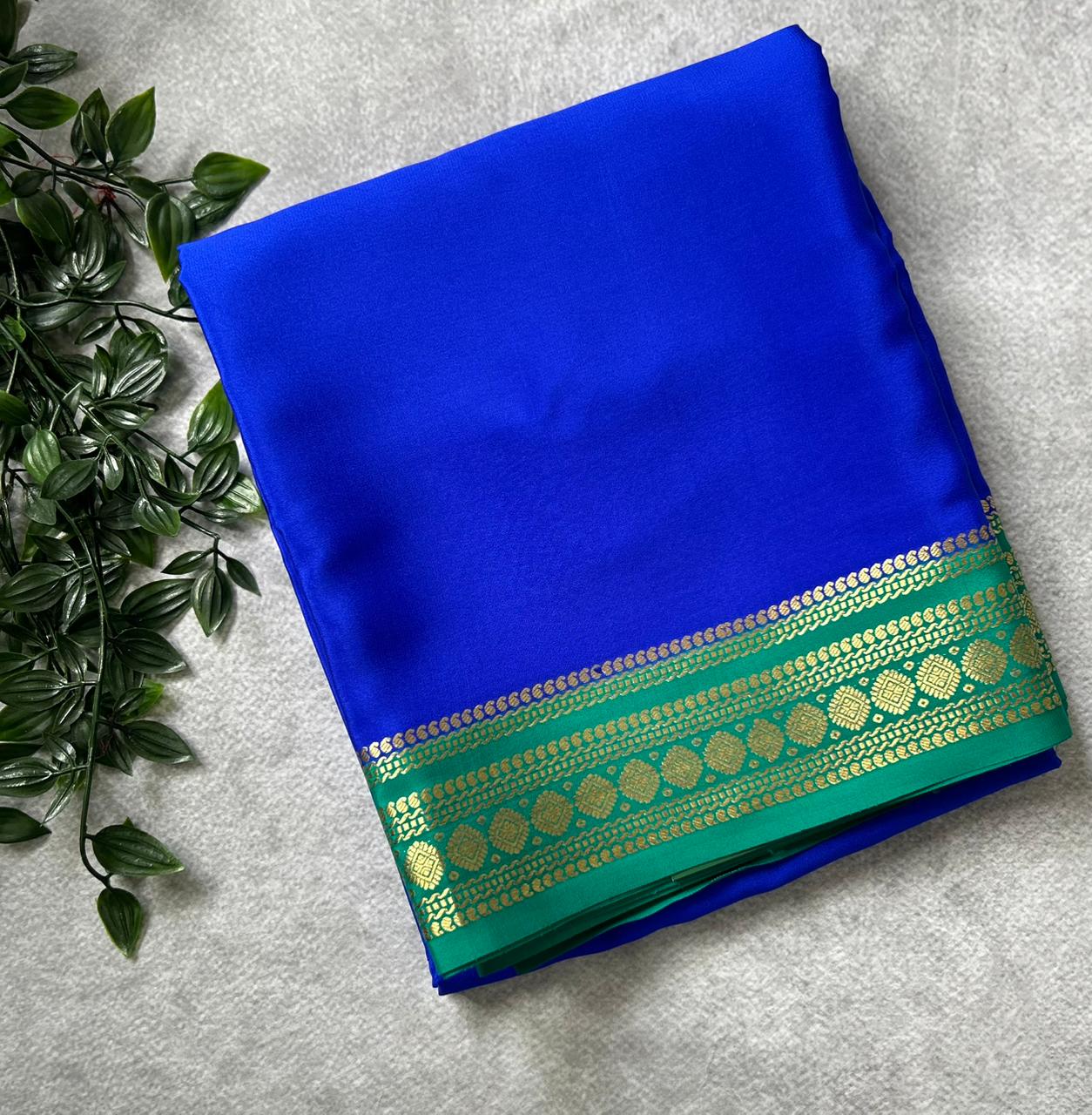 Blue Pure Mysore Crepe Silk Saree 106