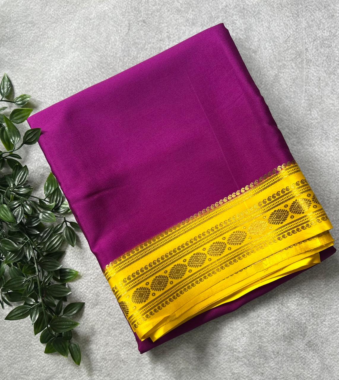 Purple Pure Mysore Crepe Silk Saree 106