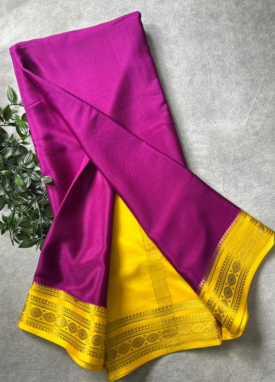 Purple Pure Mysore Crepe Silk Saree 106